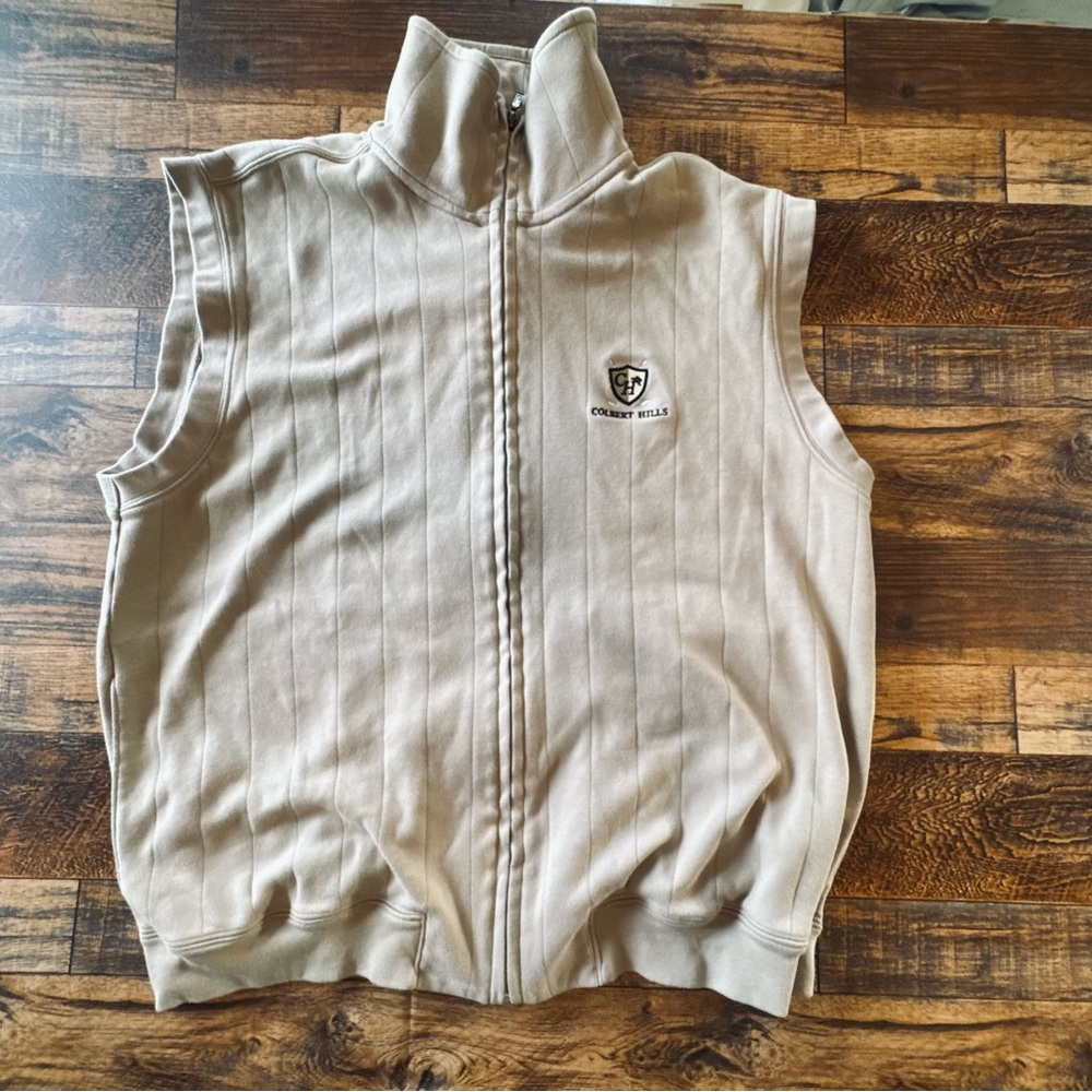 Fairway & Greene Men’s Golf Vest Large‎ Beige Pima Cotton Full Zip Country Club